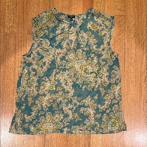 Talbots Paisley Sleeveless Blouse - Teal and Olive Size MP